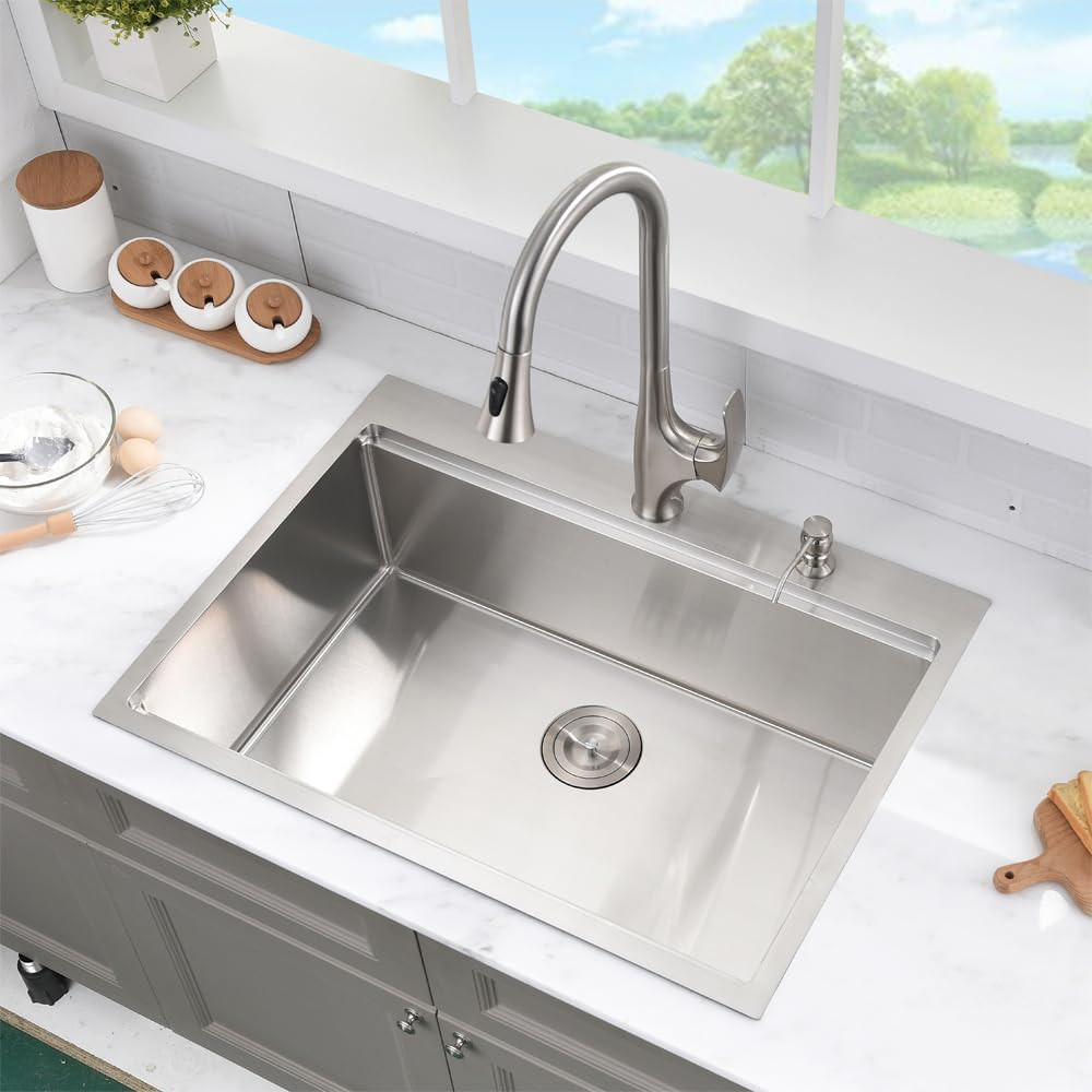 33 Inch Drop In Kitchen Sink Workstation with Accessories Gauge Stainless Steel