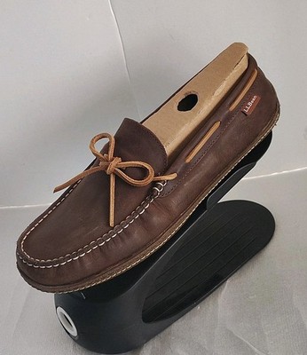 12 L.L.Bean Handsewn Slippers Acorn Flannel-Lined Leather 