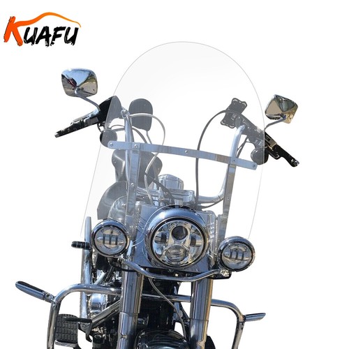 For Harley Softail Deluxe Fat Boy 00-17 Clear Windscreen Detachable Windshield - Picture 4 of 14