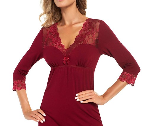 DONNA Taylor II Damen Langarm-Nachthemd (made in EU) Negligee mit Spitze - Bild 8 von 15