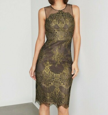 knee length dresses for ladies BCBGMAXAZRIA Gold Metallic Sequin Sleeveless Dress – The Untitled Boutique