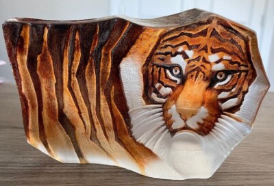 Mats Jonasson Swedish Art Crystal Bengal Tiger Sculpture 3850