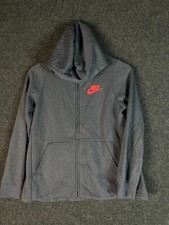 Nike Hoodie Kids Large Grey Regular Fit Long Sleeve Full Zip Kangaroo Pockets