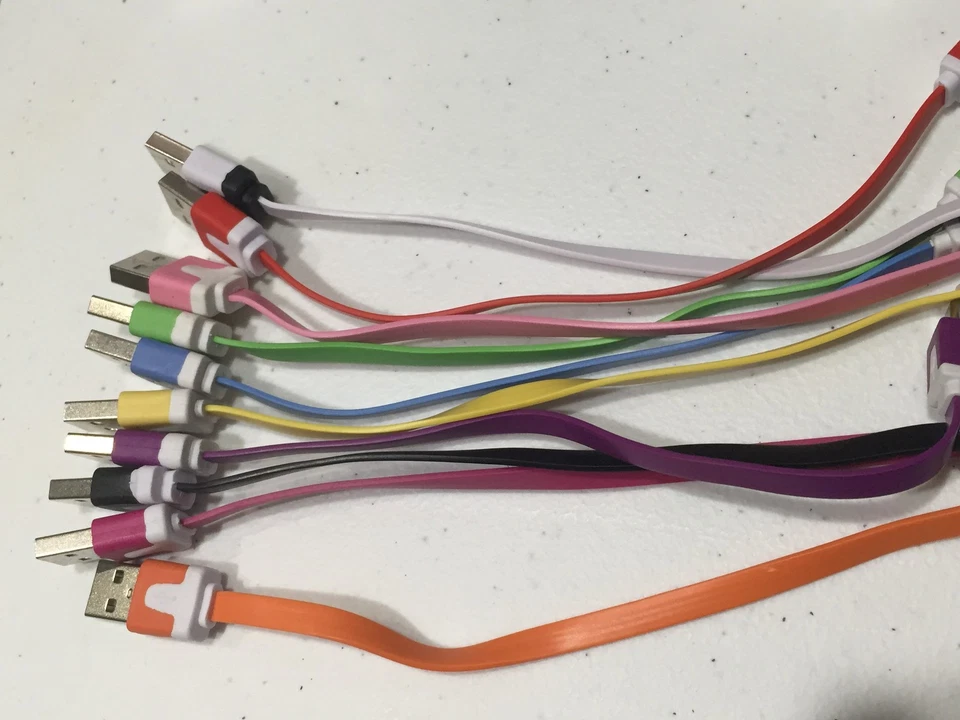 FLAT NOODLE MICRO USB Data Sync Charger Cable FOR android smart phones lg htc - Image 2 of 4