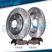 Front Drilled Slotted Rotors Ceramic Brake Pads for 2007-2017 Jeep Wrangler JK