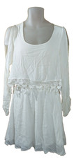 Blush Noir Open Midriff Floral Lace Trim Open Slit Sleeve Dress Open Back Size S