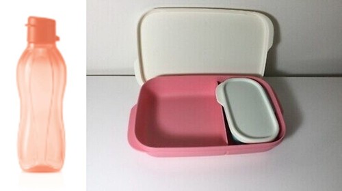 Tupperware Water Bottle Slim Divided Lunch Box Snack Container Lunch Set New - Picture 4 of 4