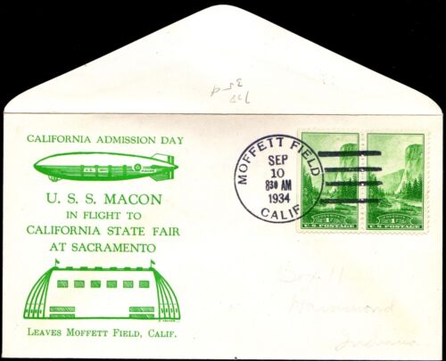 USS Macon Naval Flight Cover Moffett Field Sacramento Sept 10 1934 15 Made