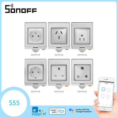 Sonoff S55 Smart Plug IP55 Waterproof Switch Power Outlet WiFi APP Remot Control