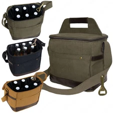 Insulated Travel Cooler Canvas & Leather Bag Black, Olive Drab, or Coyote Brown