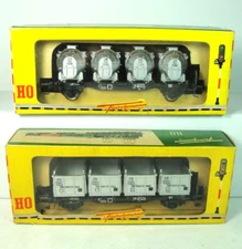 Fleischmann #1473 E w #1473 F Flat Wagon Railway Train Car Vintage Original