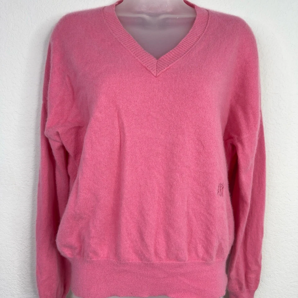 Maje Sweater Womens Size 1/S Pink Cashmere Long Sleeve Ribbed Preppy Academia - Image 3 of 4