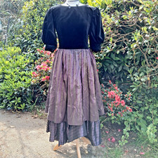LAURA ASHLEY Vintage Dress Velvet Taffeta Bustle Gown 80's Cosplay 12