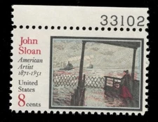 US. 1433. 8c. John Sloan (1871-1951) Painter. Single w/Pl#. MNH. 1971