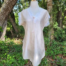 Vintage Elissa Lingerie Dress Nightgown Floral Bow Print Lace Coquette Pink M