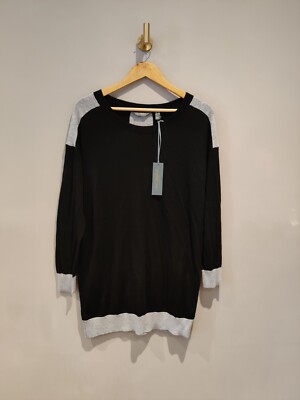 QVC Ruth Langsford Colour Block Knit Oversized Jumper Black