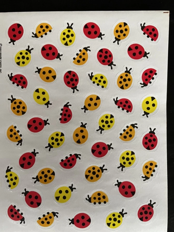 10 Sheets Vintage Stickers - Hallmark - Ladybugs - Awesome Stickers