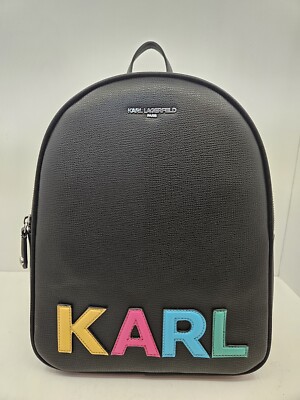 NEW Karl Lagerfeld Paris Jet Black Adele Wome's Backpack