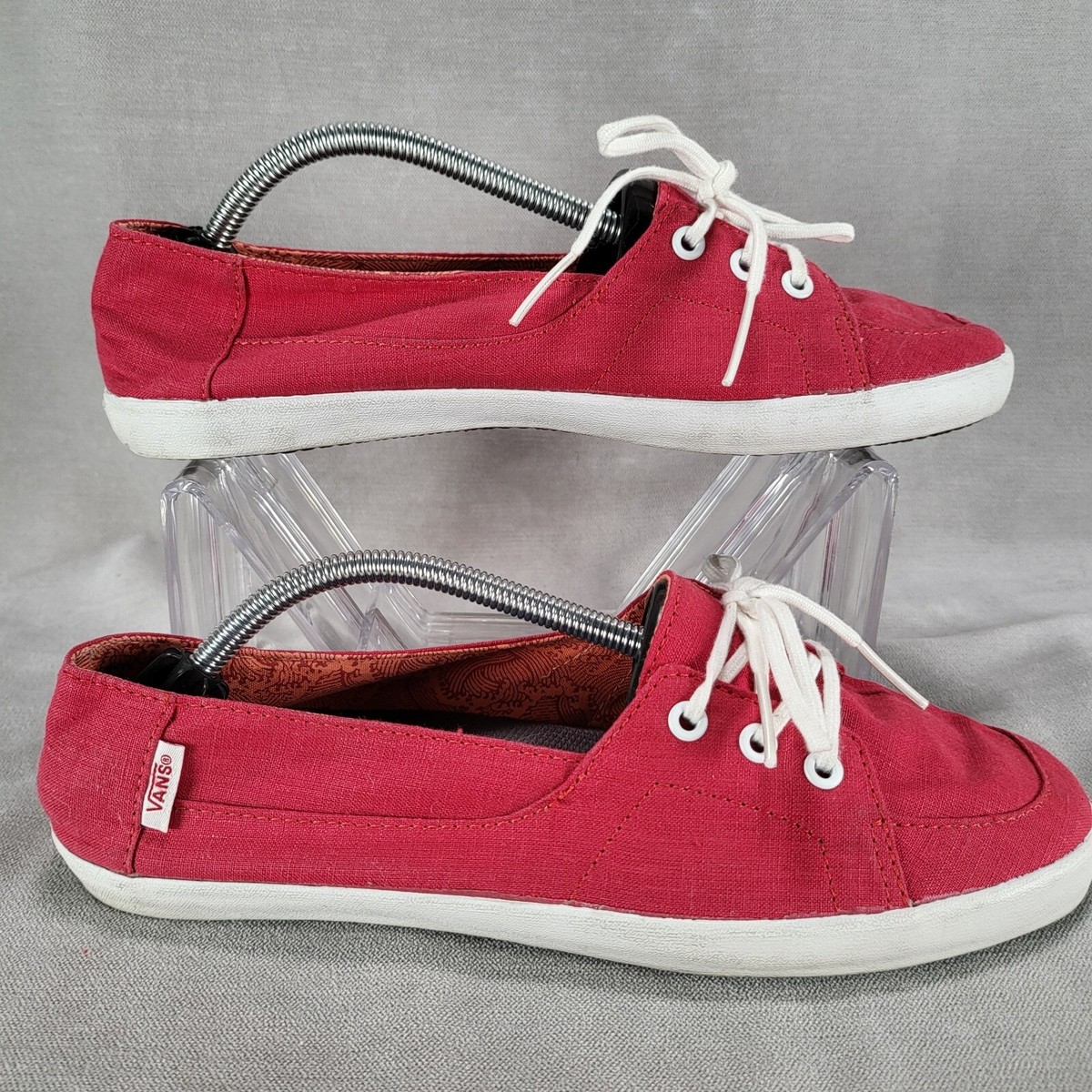 Womans Vans Surf Siders Size Off The Wall Lace Up Red Flats