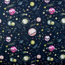 Planets Stars Galaxy Space Digital Quilting Craft Scrapbook Cotton Fabric FS1016