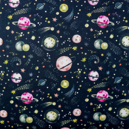 Planets Stars Galaxy Space Digital Quilting Craft Scrapbook Cotton Fabric FS1016 - Afbeelding 1 van 6