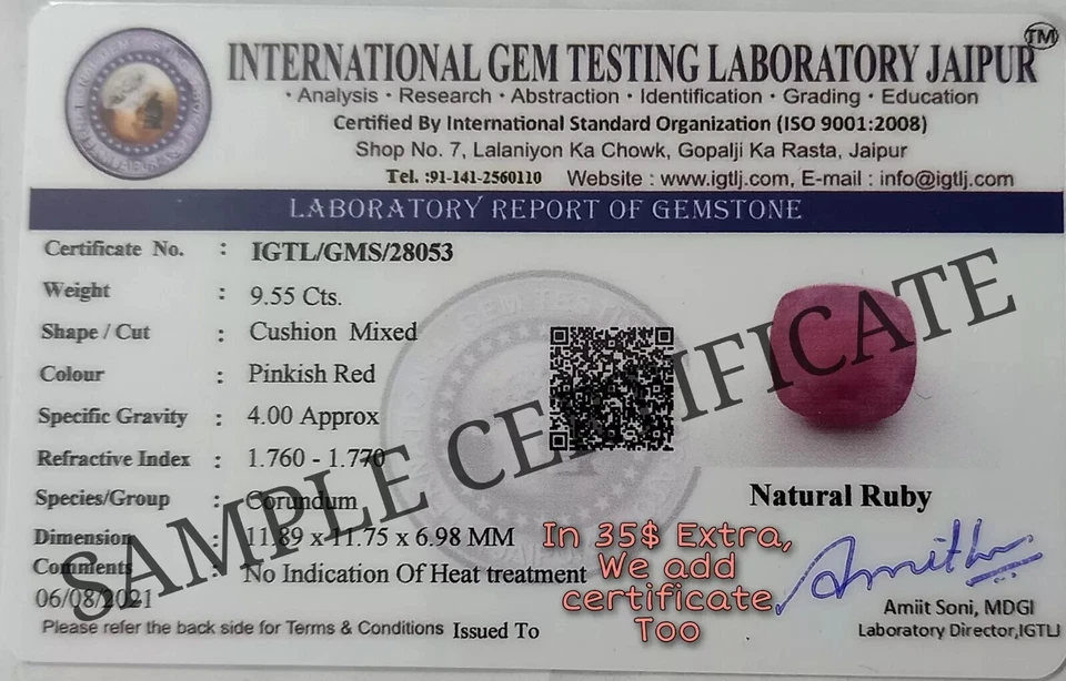 2.32 CT - Natural CERTIFIED Mozambique Ruby Oval Cabochon Loose Gemstone 8x6 MM - Image 2 of 4