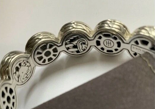 John Hardy 18K Gold Sterling Silver Hammered Palu Dot Flex Cuff Bracelet 6.7