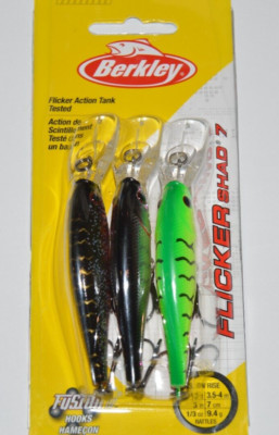 3 Leurres Berkley Flicker Shad 5/16 Oz - Couleur Tigre Rouge - Pêche En Eau Douce - Neufs