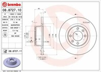 Bremsscheiben 2X Beschichtet HA Hinten Brembo Coated Disc Line 08.8727.11