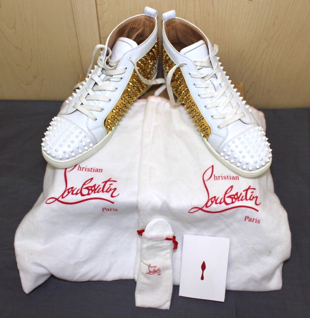 Christian Louboutin スエード サイズ36.5 Christian Louboutin Men High-cut Sneakers Spikes White