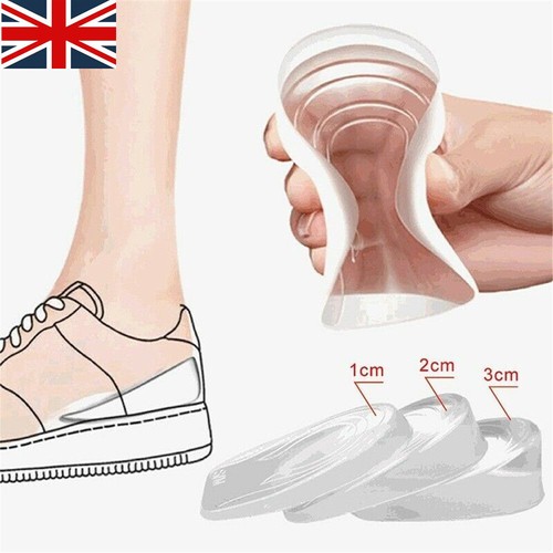 1 Pair Silicone Heel Lift Taller Shoe Inserts Height Increase Insoles Pads New - Picture 3 of 21