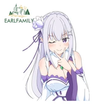 EARLFAMILY 5.1" Cute Emilia Anime Car Decals Windshield Vinyl Laptop Stickers