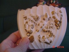 Vintage Deco Betson? Japan Bird Planter/Wall Pocket White With Gold Trim 5"x4"