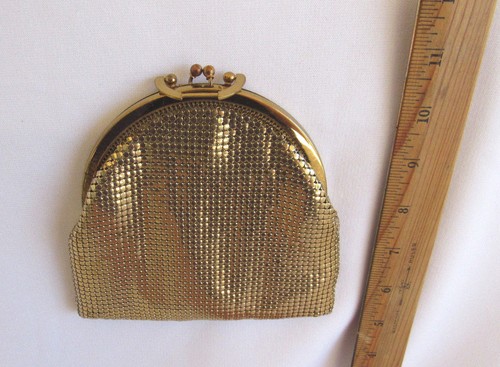 VTG 1930s 40s WHITING & DAVIS GOLDEN METAL MESH HANDBAG ON BRASS FRAME 5 1/2" - Picture 9 of 12