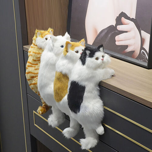 Realistic Furry Hanging Cat Cute Kitten Model Plush Doll Ornaments for Home