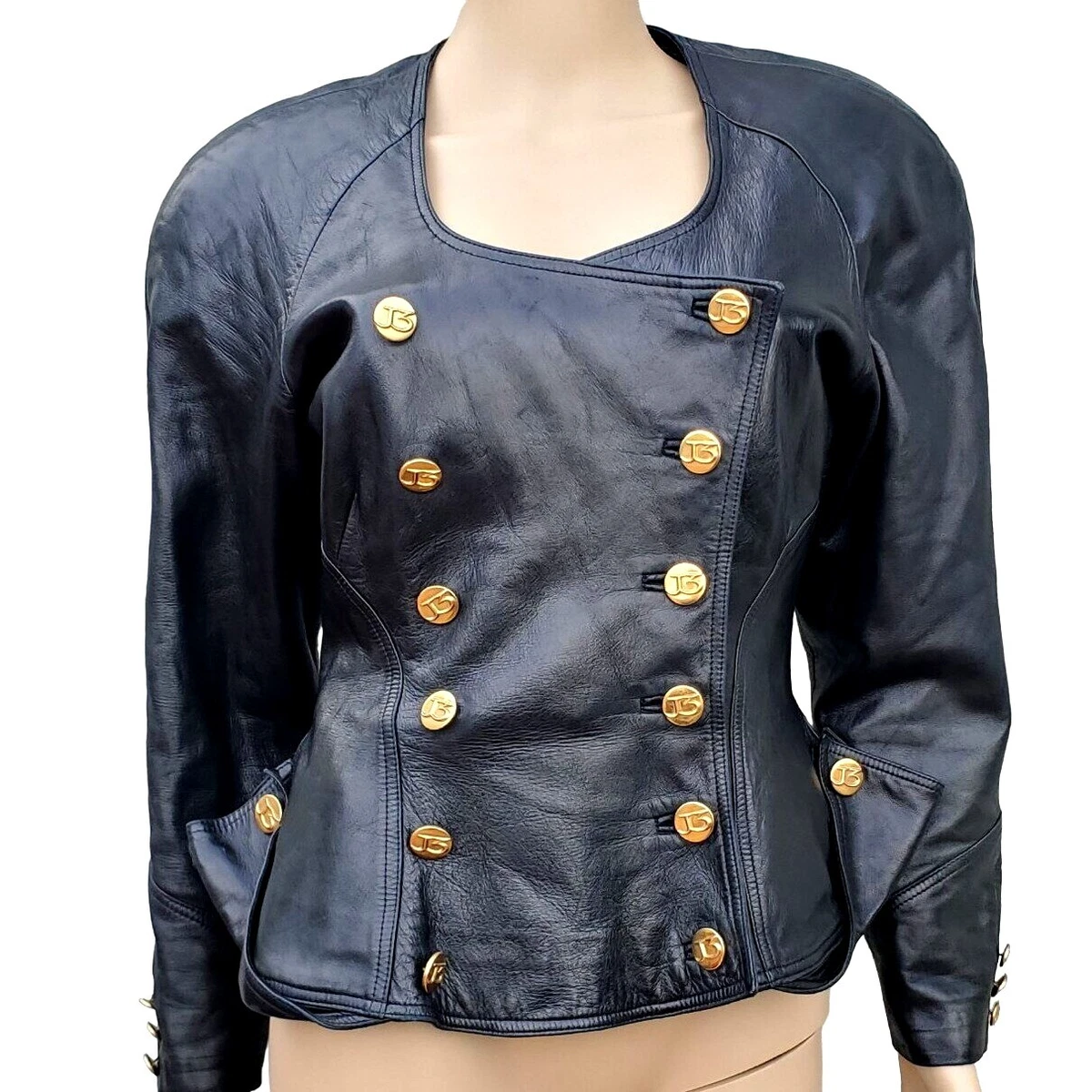 Leather military top jacket womens
