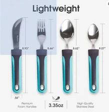 Adaptive Utensils: knife, fork, tablespoon and teaspoon for elderly/disability