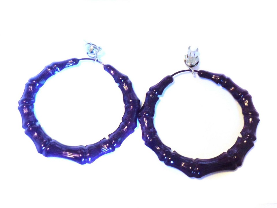 Large Bamboo Heart Hoop Earrings In Assorted Colors, 3.5 Inch