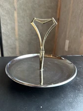 Kromex VTG Tidbit Tray 50’s Chrome Serving Dish Gold Tone Handle