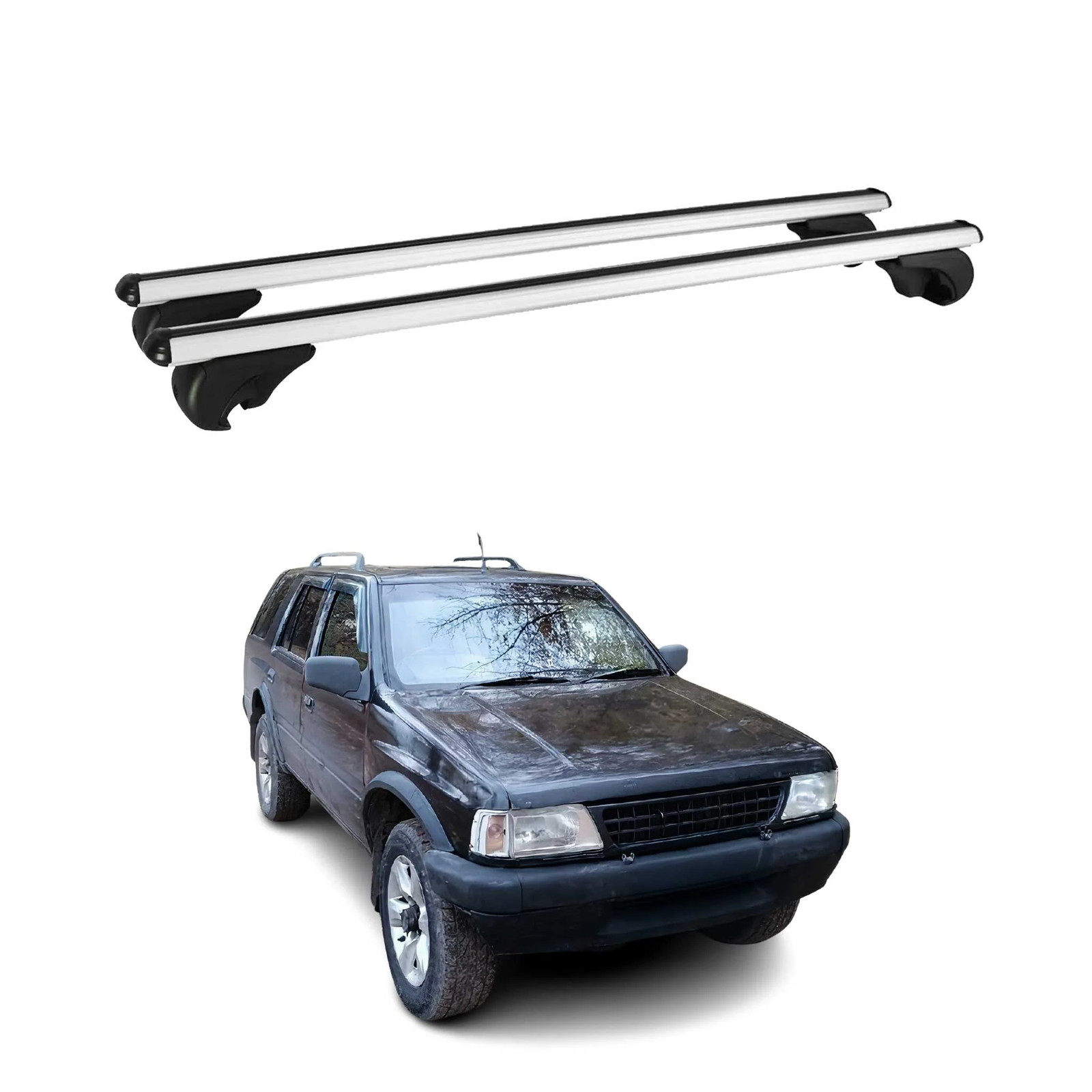 Barres de toit en aluminium pour Opel Frontera 1992-1998, modèle transversal argenté 130cm