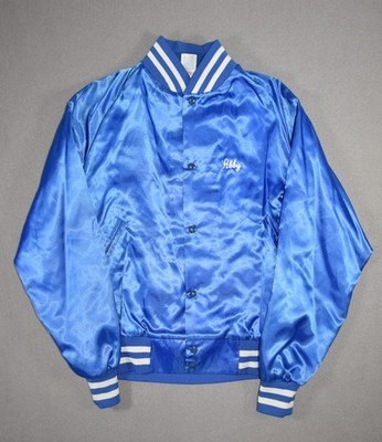Vintage Dixies Diner Jacket Womens Medium Blue Satin Bomber Windjammer USA 80s