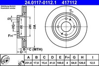2X ATE Bremsscheibe 24.0117-0112.1 FüR Mitsubishi Space Star 6 Attrage A05A A03A