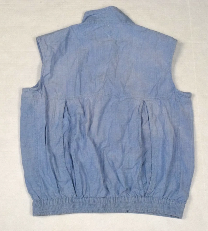 Vintage Shirt ABS Allen Schwartz Size M 80s Powder Blue Hidden Flap Snap Front - Image 2 of 4