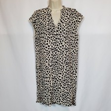 Madewell Women’s Dress Small Beige Black Animal Print V-Neck Lightweight