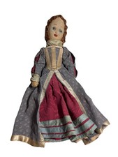 Vintage Cloth Doll in Elizabethan Dress 34cm Tall Auburn Wavy Hair