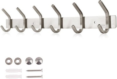 Edelstahl Schwerlast Wandgarderobe Hakenablage 6 Haken 30 kg Tragkraft