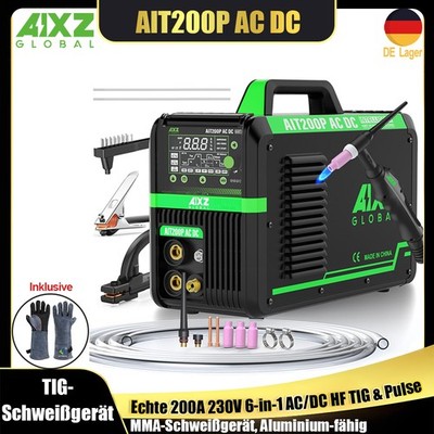 AIXZ 200A 6-in-1 Schweißgerät AC/DC Aluminium TIG Puls/ARC Schweißmaschine IGBT