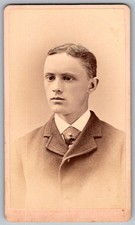 Antique Cdv Circa 1870s C.a. Greenman Young Handsome Man In Suit Westboro Ma