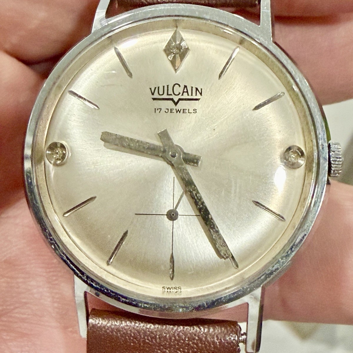 Vintage 1960s Vulcain Manual Wind Men's 34mm Watch 17Jewel Clean