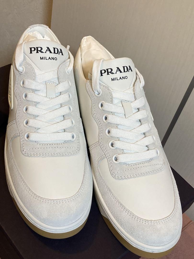 PRADA Sneakers White Triangle Logo 24cm Regular Store Purchase New Unused